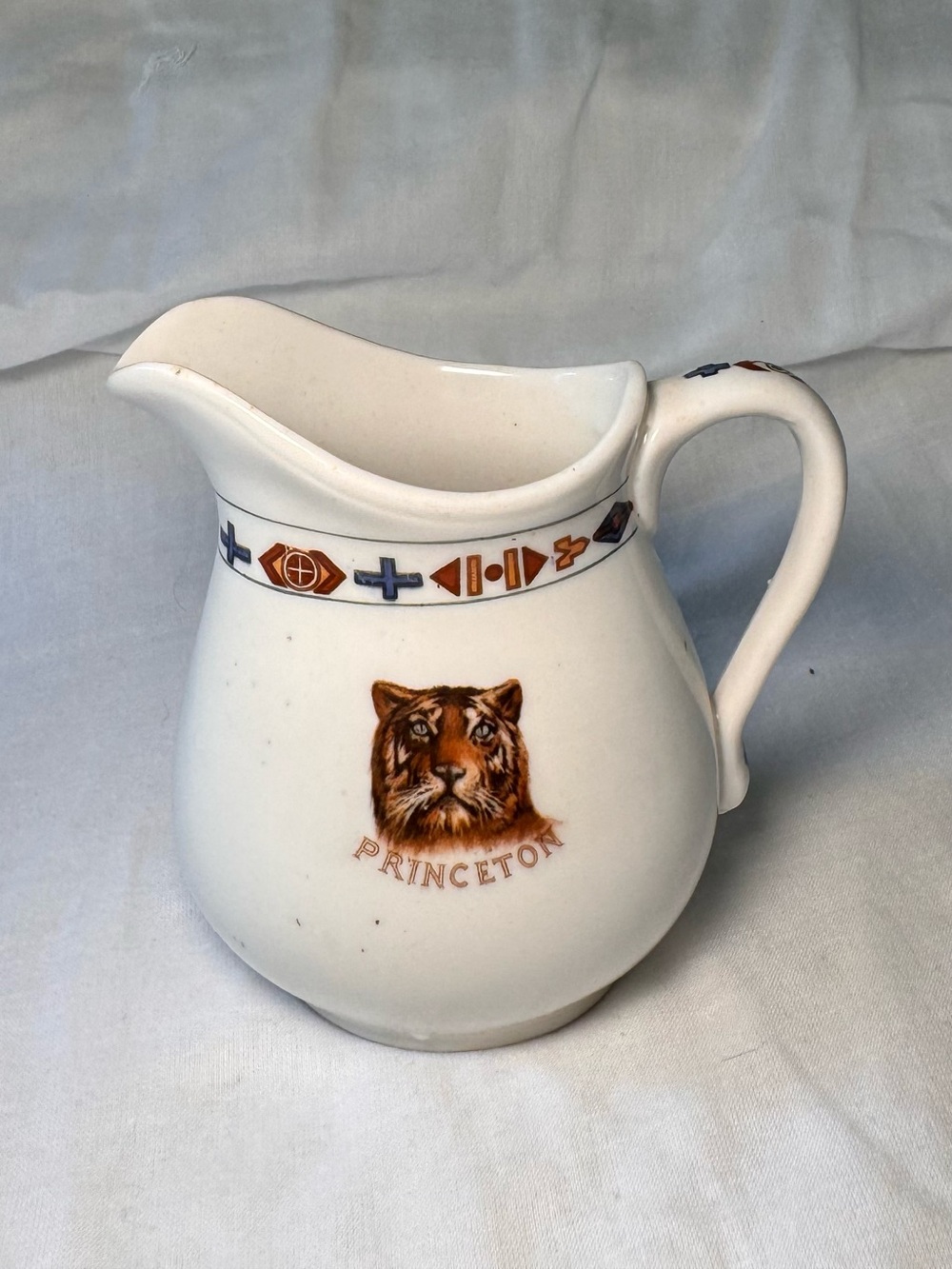 Vintage Princeton Tiger Eating Club China Pitcher Mitchell Woodbury Maddock 1894
